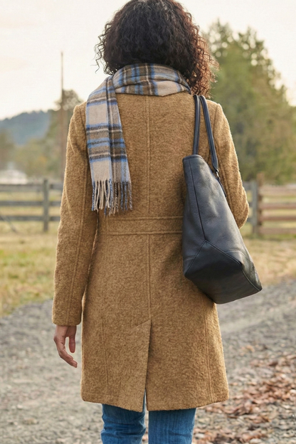 Abrigo de Lana de Invierno con Cierre de Botón