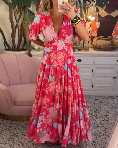 Daniela | Robe maxi à imprimé floral et décolleté en V