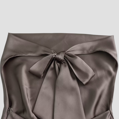 Arisenda | Top halter elegante de satén de mujer | Lazo