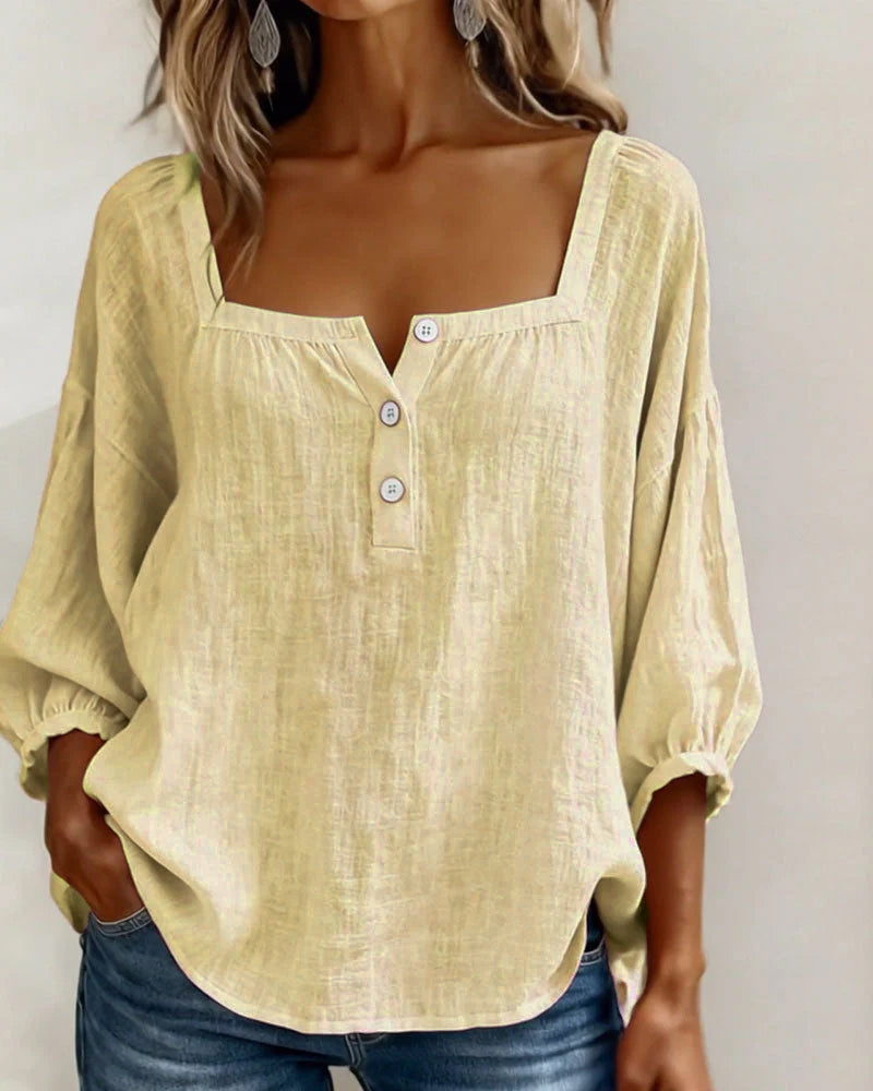 Lurea | Women's blouse with square neckline and buttons