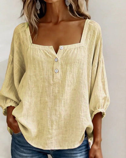 Lurea | Women's blouse with square neckline and buttons