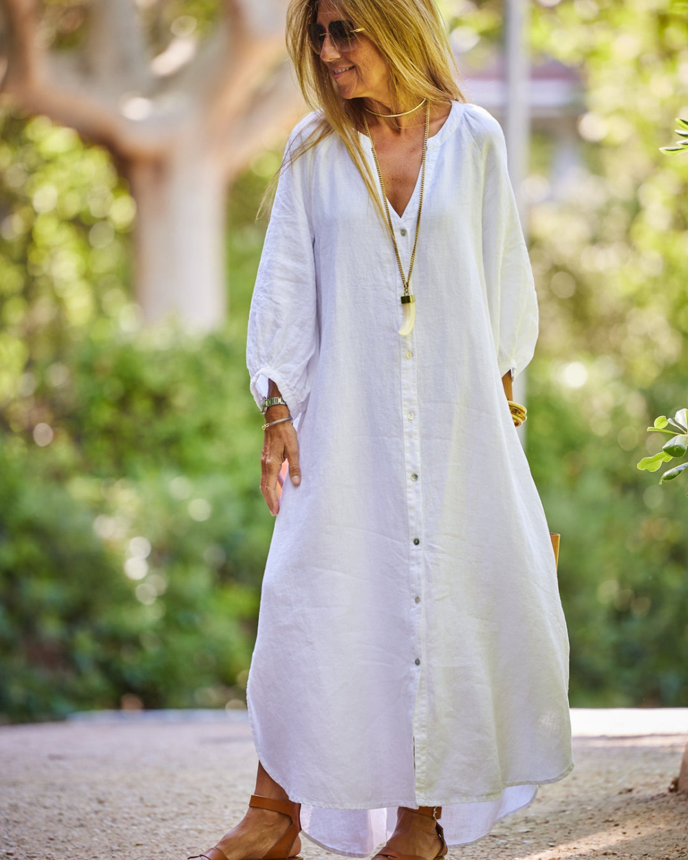 Adolfa | Maxi shirt dress with buttons and long sleeves