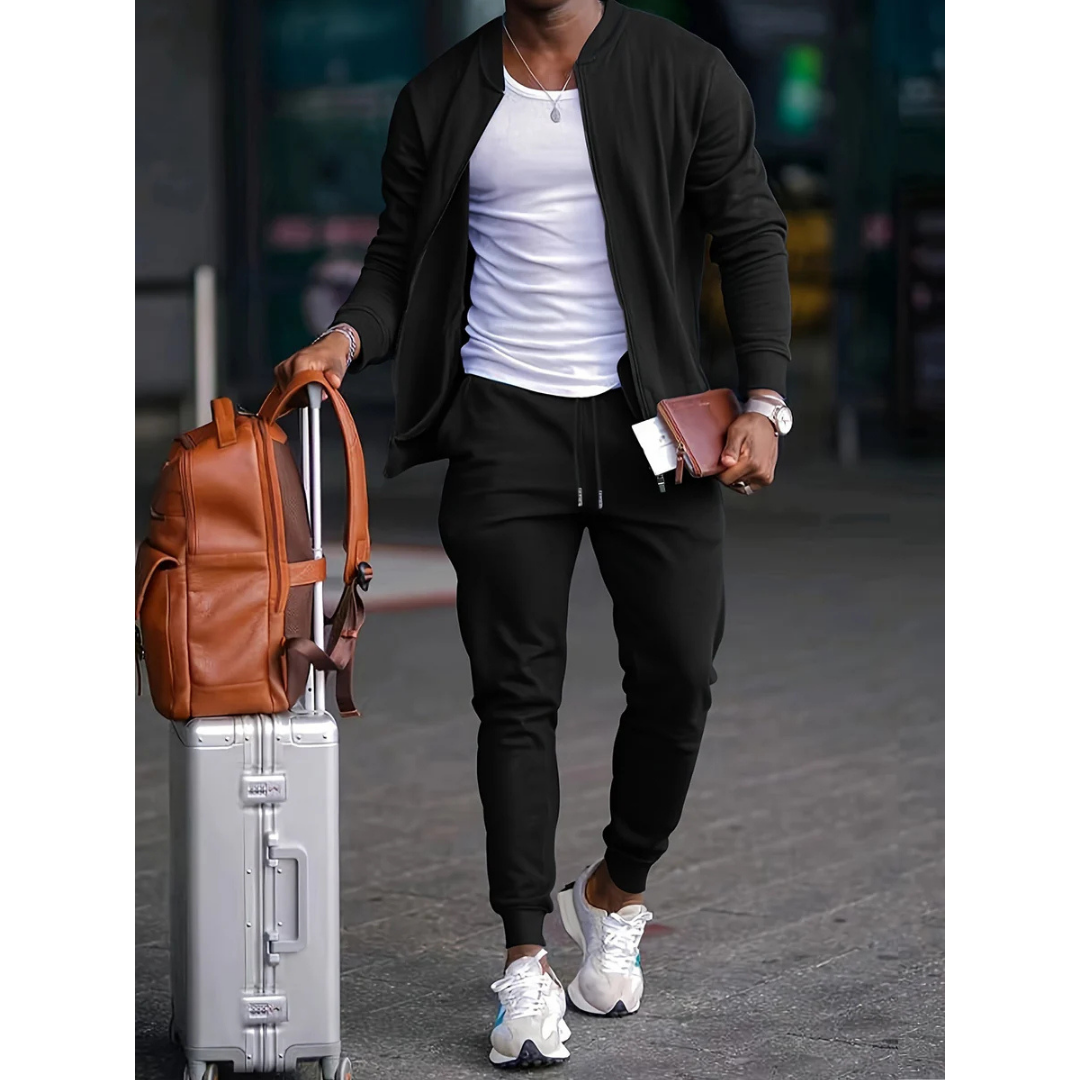 Casiano | Conjunto de viaje para hombre con chaqueta y joggers ajustados | Dinámico