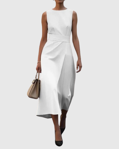 Josefina | Vestido elegante con cuello redondo y drapeado