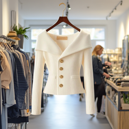 Violeta | Jersey de canalé moderno para mujer con botones