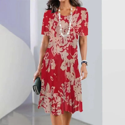 Elmara | Robe midi pour femme à imprimé et manches courtes