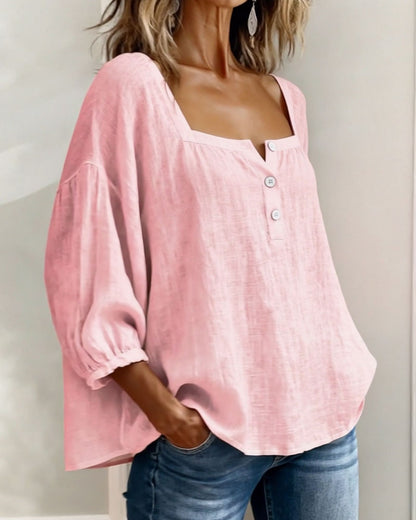 Lurea | Women's blouse with square neckline and buttons