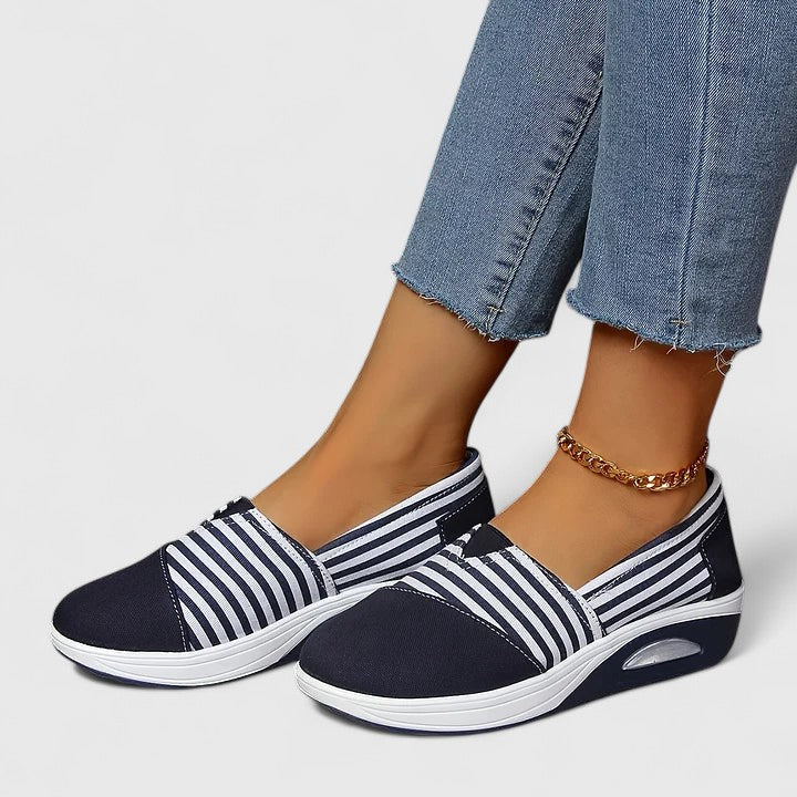 Julena | Orthopedic slip-on sneakers with stripes and design