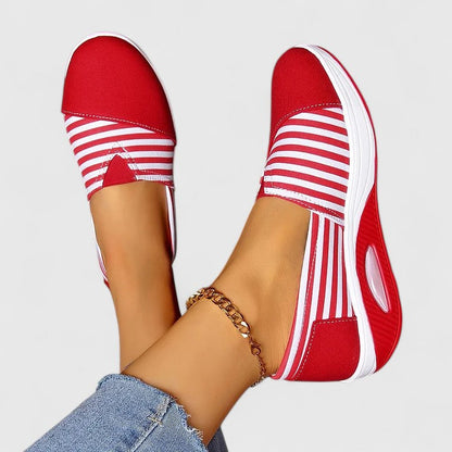 Julena | Orthopedic slip-on sneakers with stripes and design