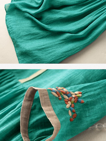 Zoe | Vestido Bordado de Manga 3/4 con Cuello Redondo