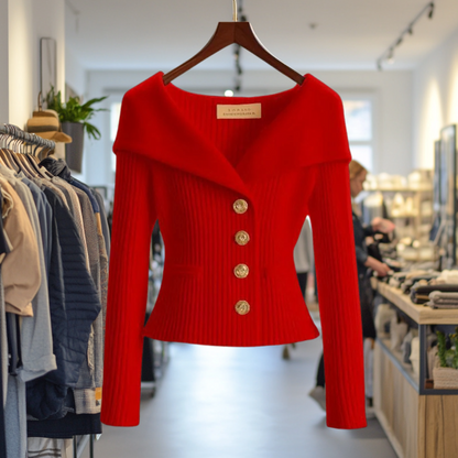 Violeta | Jersey de canalé moderno para mujer con botones