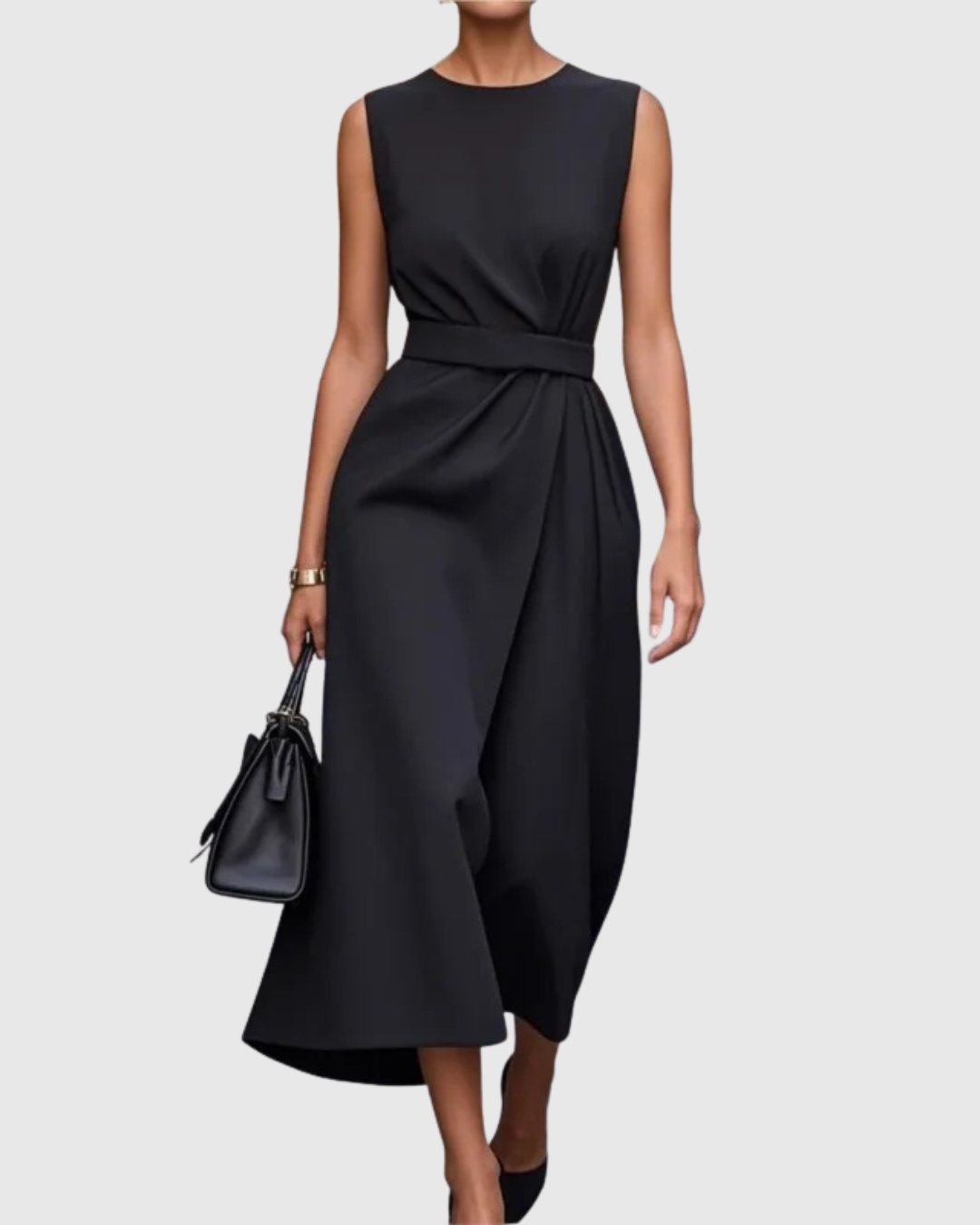 Josefina | Vestido elegante con cuello redondo y drapeado