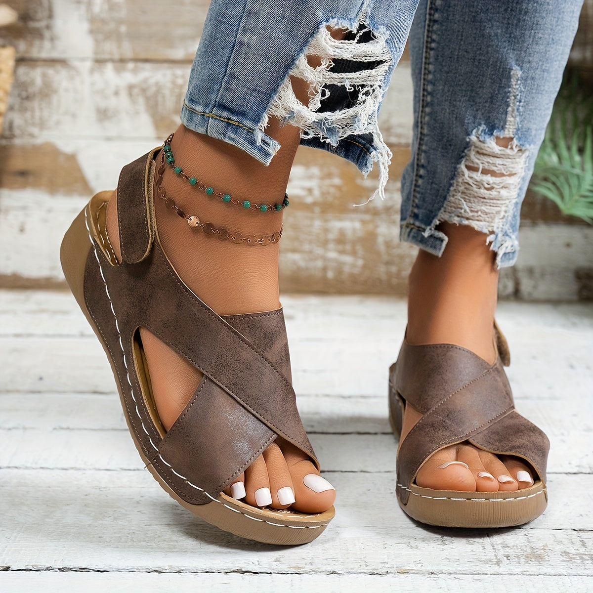 Lola| Women's wedge sandals with platform and cushioned sole