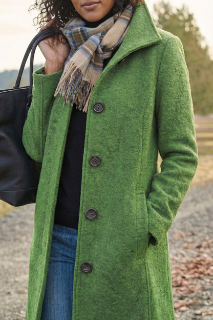 Abrigo de Lana de Invierno con Cierre de Botón
