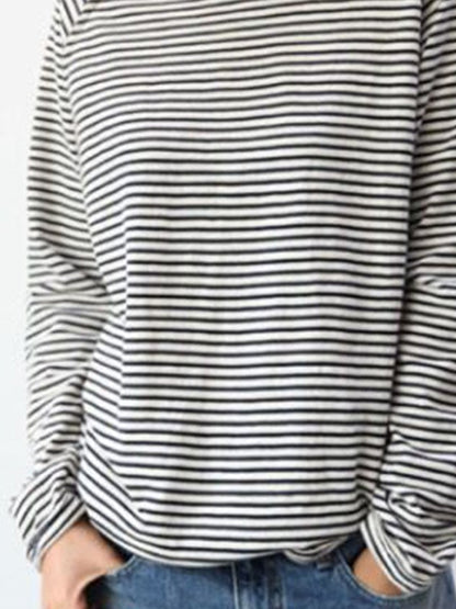 Carolina | Camiseta de manga larga con rayas y cuello redondo