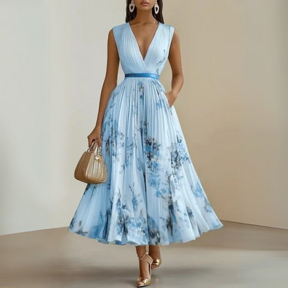 Andrea | Women's Sleeveless Floral Print Summer Maxi Dress