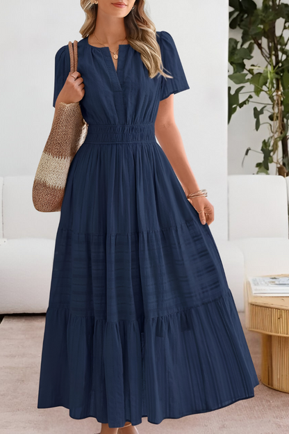 Milagros | Vestido boho con cintura fruncida y manga corta