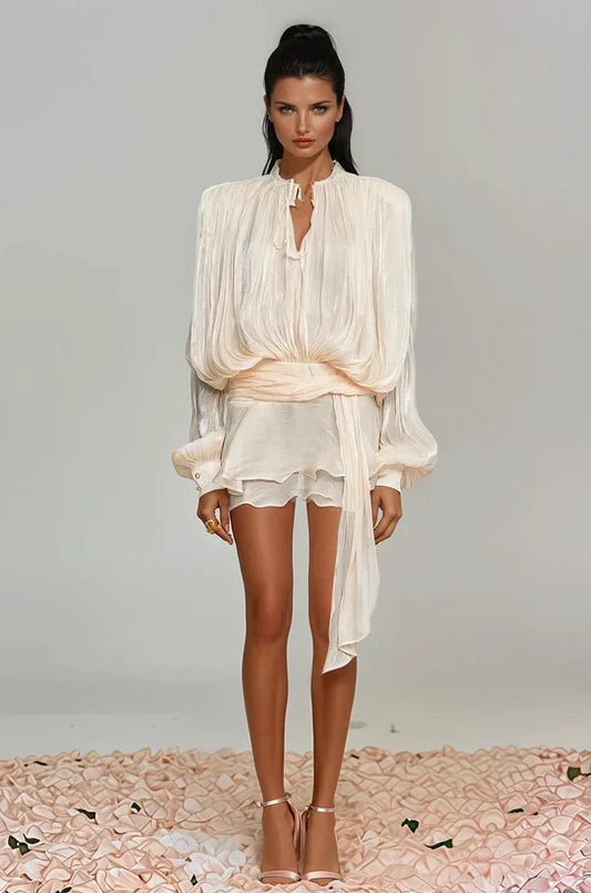 Fermina | Robe Courte Chic pour Femme avec Manches Bouffantes