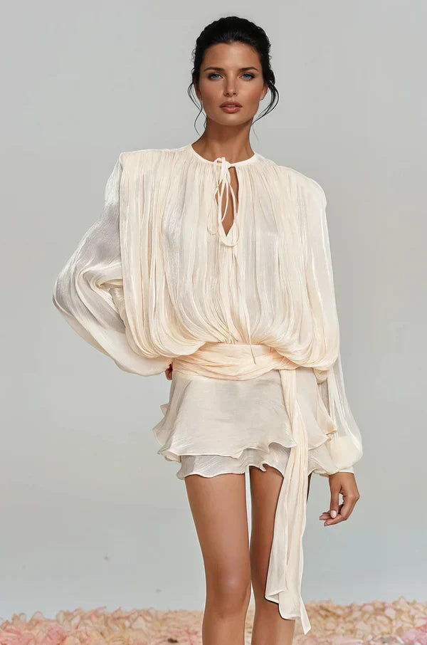 Fermina | Robe Courte Chic pour Femme avec Manches Bouffantes