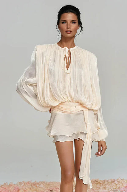 Fermina | Robe Courte Chic pour Femme avec Manches Bouffantes