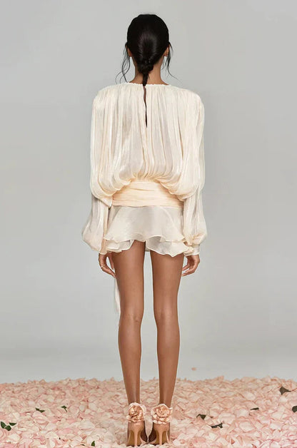 Fermina | Robe Courte Chic pour Femme avec Manches Bouffantes