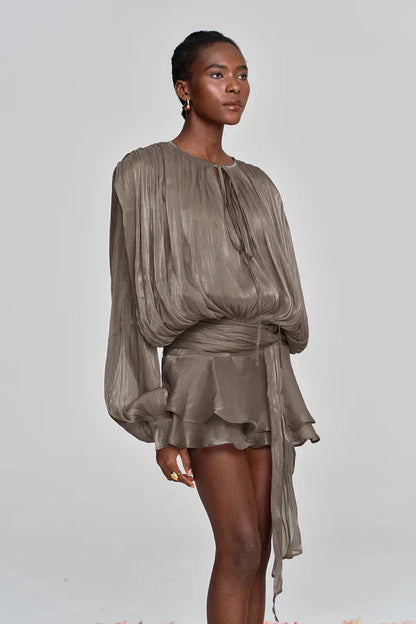 Fermina | Robe Courte Chic pour Femme avec Manches Bouffantes