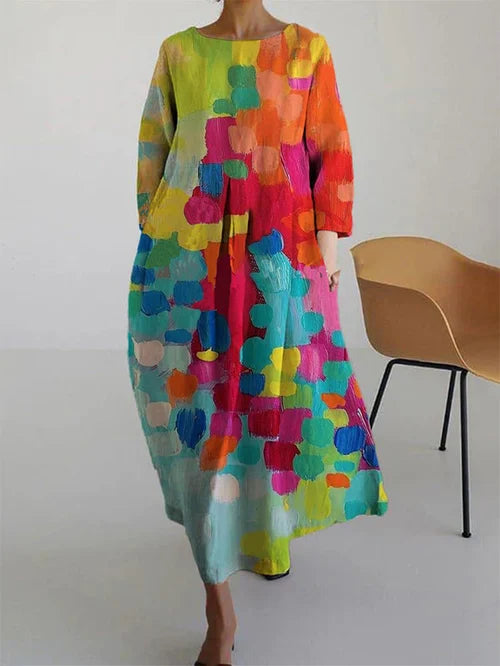 Avelina | Women's Maxi Dress with Artistic Print and Relaxed Fit