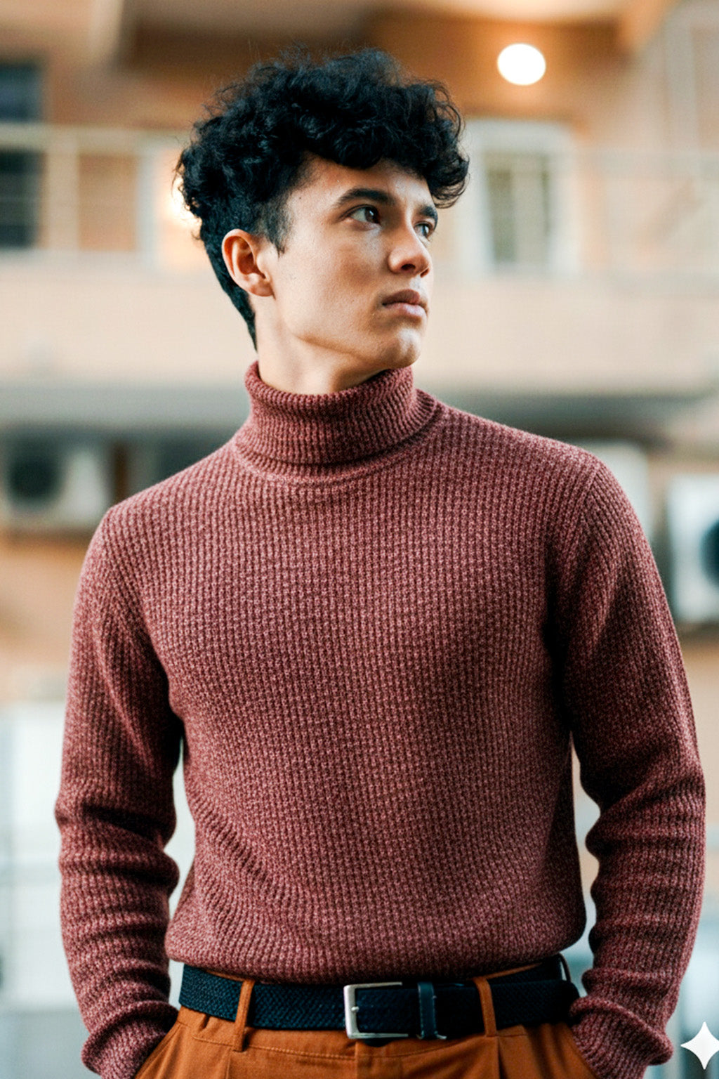 Jersey de Cuello Alto de Punto | Rafael – Siena Tostado