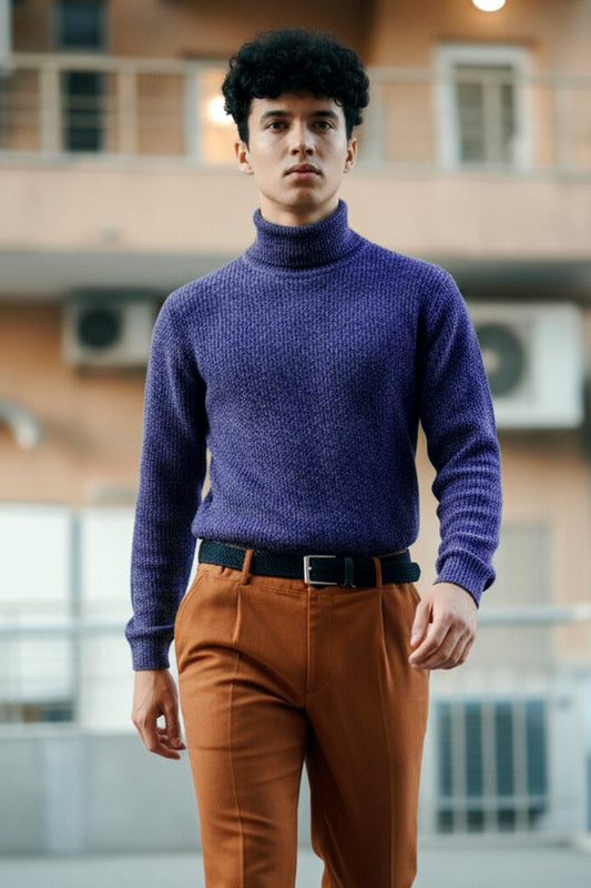 Jersey de Cuello Alto de Punto | Marco – Azul Violeta