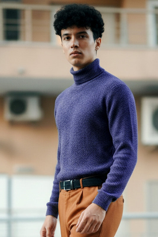 Jersey de Cuello Alto de Punto | Marco – Azul Violeta