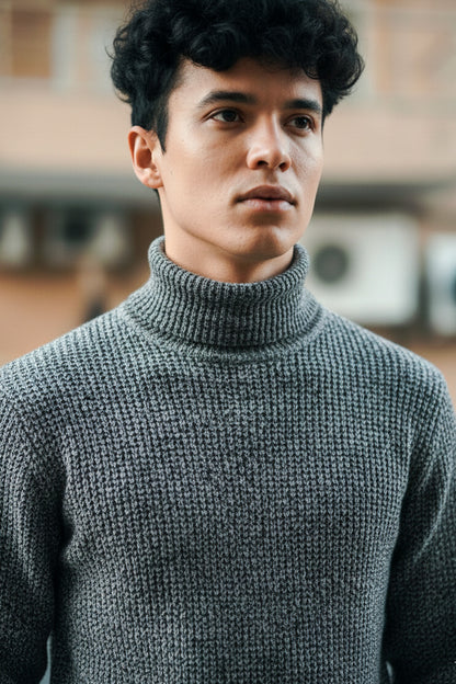 Jersey de Cuello Alto de Punto | Mateo – Gris