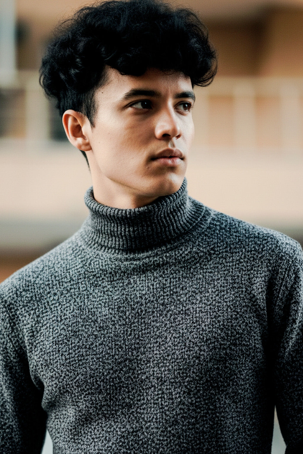 Jersey de Cuello Alto de Punto | Andrés – Gris Oscuro