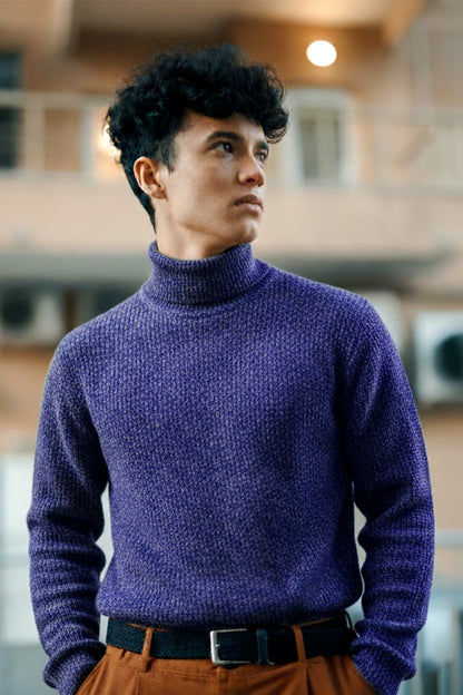 Jersey de Cuello Alto de Punto | Marco – Azul Violeta