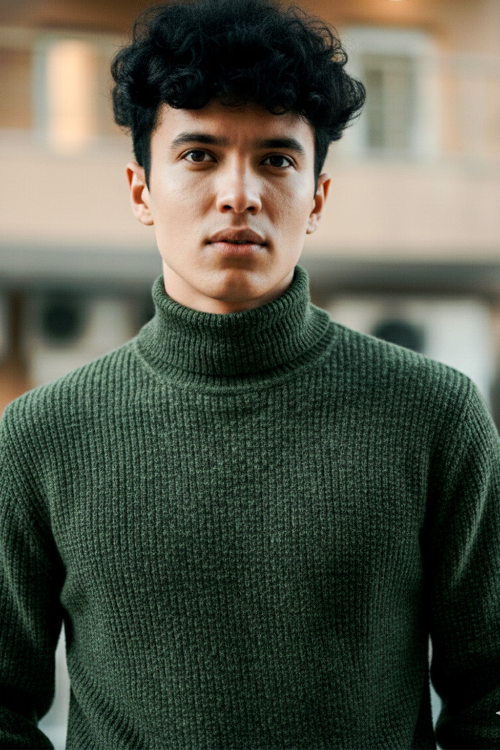 Jersey de Cuello Alto de Punto | Sergio – Verde Oscuro