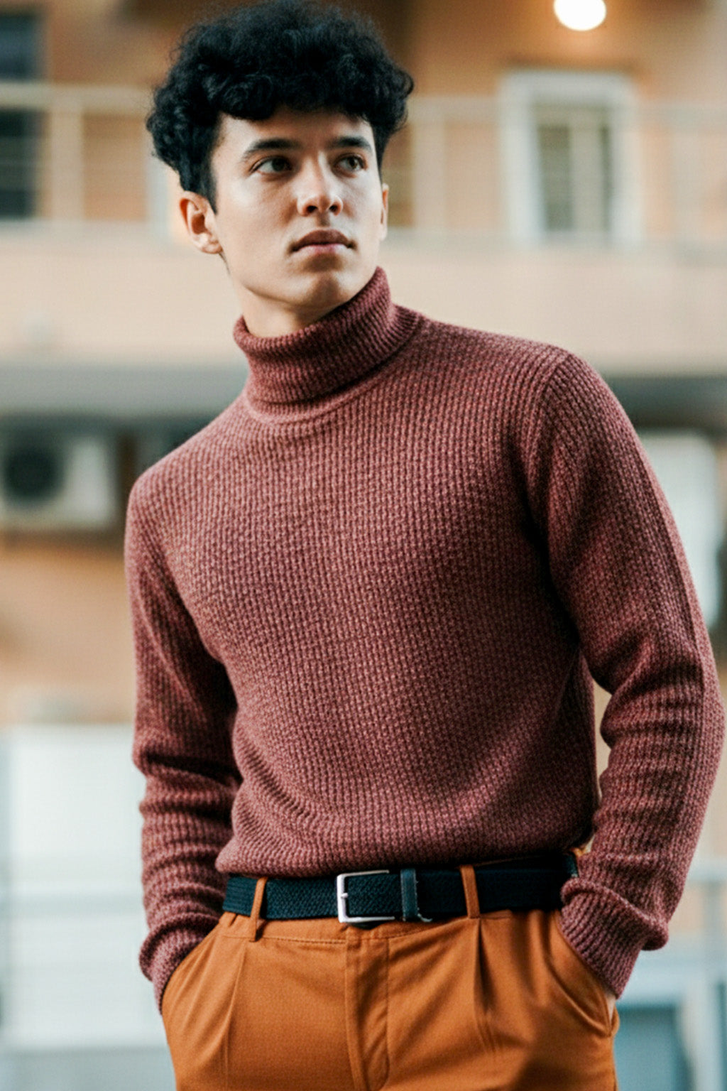 Jersey de Cuello Alto de Punto | Rafael – Siena Tostado