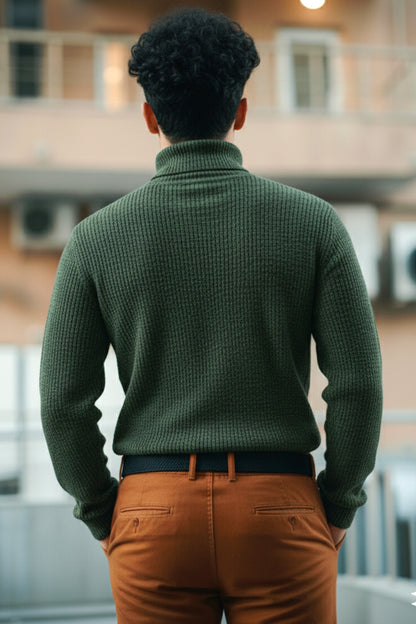 Jersey de Cuello Alto de Punto | Sergio – Verde Oscuro