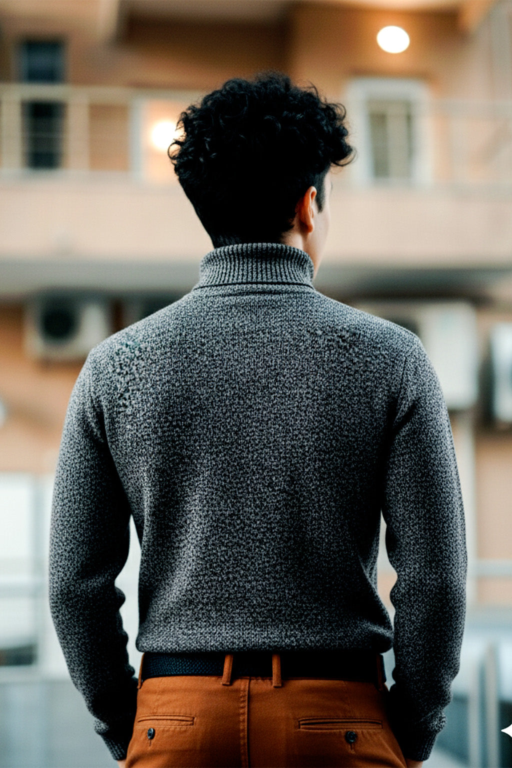 Jersey de Cuello Alto de Punto | Andrés – Gris Oscuro