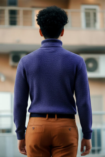 Jersey de Cuello Alto de Punto | Marco – Azul Violeta