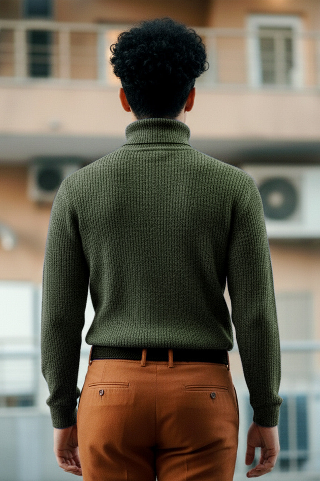 Jersey de Cuello Alto de Punto | Carlos – Verde Oliva