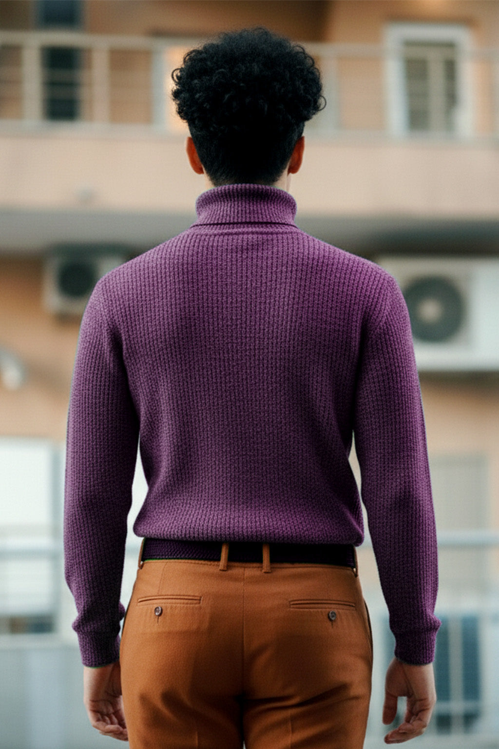 Jersey de Cuello Alto de Punto | Esteban – Berenjena