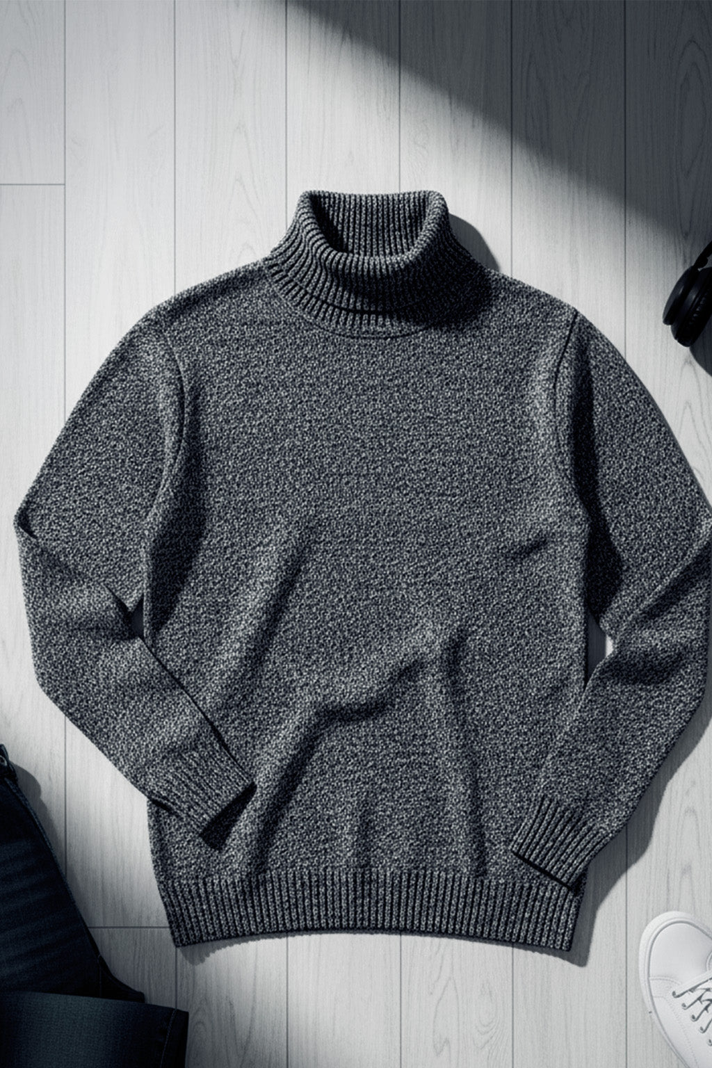 Jersey de Cuello Alto de Punto | Andrés – Gris Oscuro