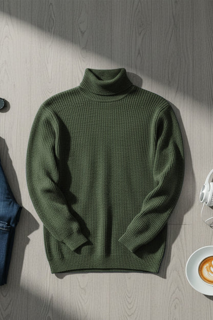 Jersey de Cuello Alto de Punto | Carlos – Verde Oliva