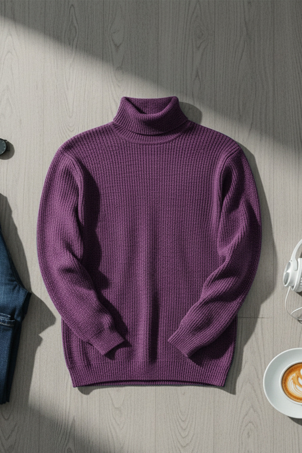 Jersey de Cuello Alto de Punto | Esteban – Berenjena