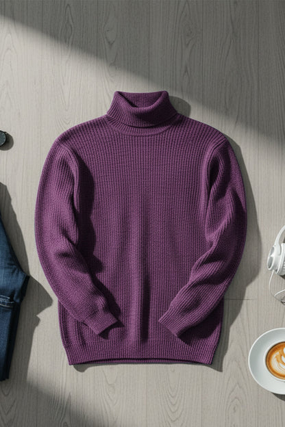 Jersey de Cuello Alto de Punto | Esteban – Berenjena