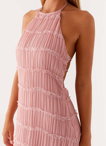 Leticia | Vestido maxi elegante con cuello halter texturizado