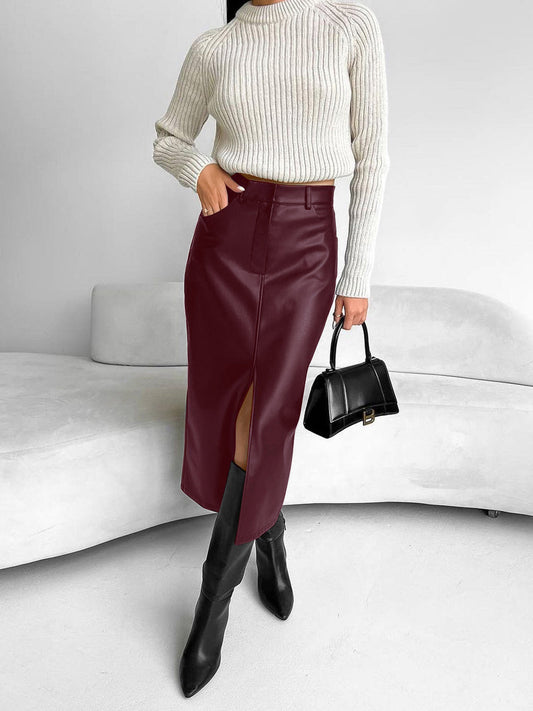 Edelmira | Falda midi elegante para mujer con abertura