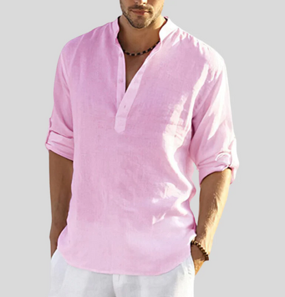 Orvian | Camisa casual para hombre con cuello abierto y manga larga