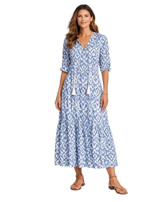 Mila | Vestido Largo Boho con Estampado Étnico