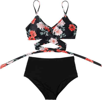 Rosalina | Bikini para mujer con talle alto y estampado floral