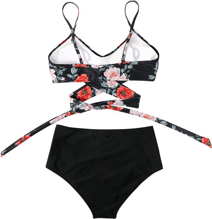 Rosalina | Bikini para mujer con talle alto y estampado floral